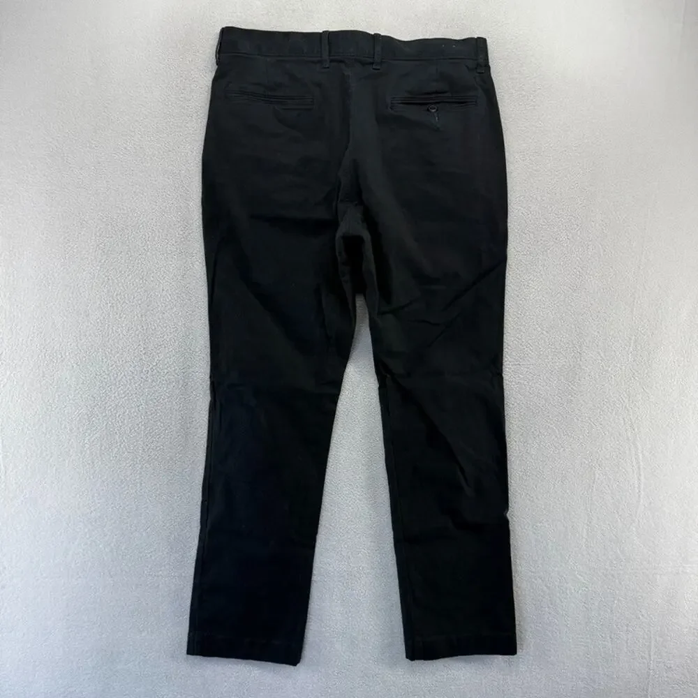 J Crew Pants men's 32x30 Black Chino Khaki Straight Preppy Boat Flat Front NEW